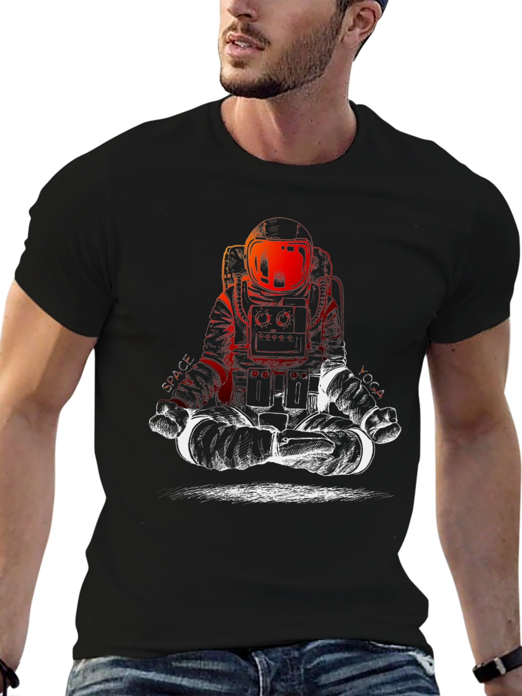 Astronaut Meditation Black T-Shirt