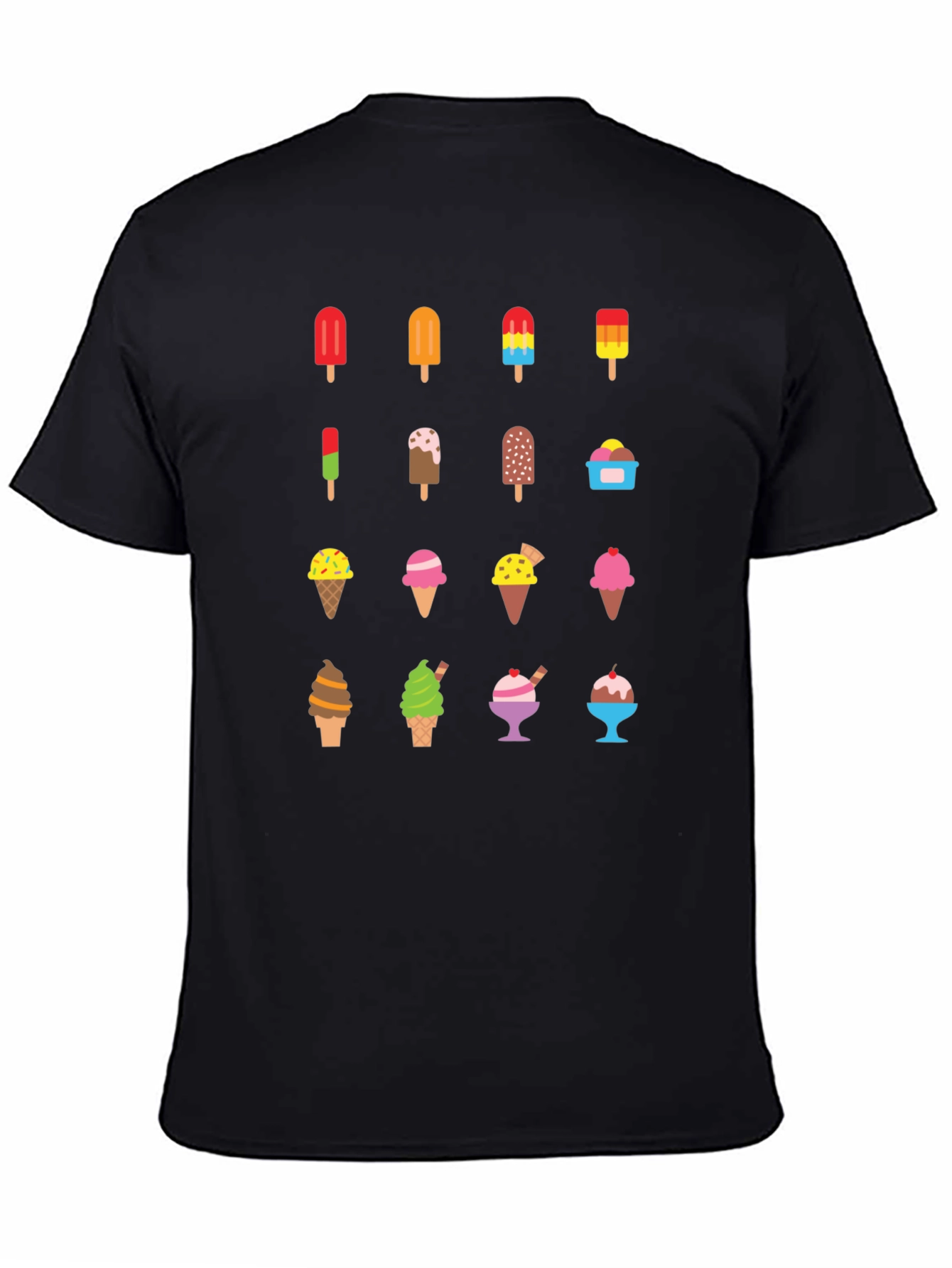 Ice Cream Graphic Print Black T-Shirt