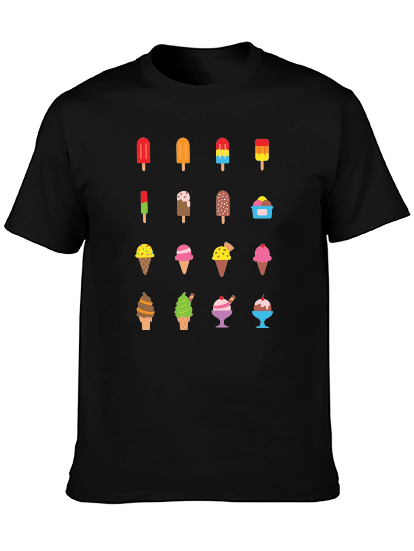 Ice Cream Graphic Print Black T-Shirt