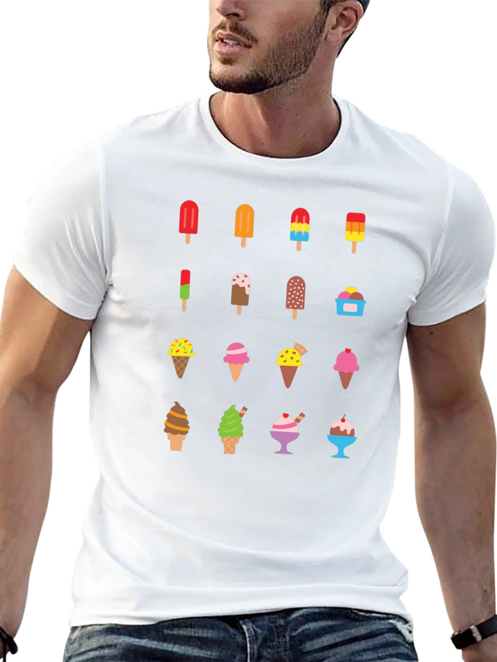 Ice Cream Graphic Print Black T-Shirt