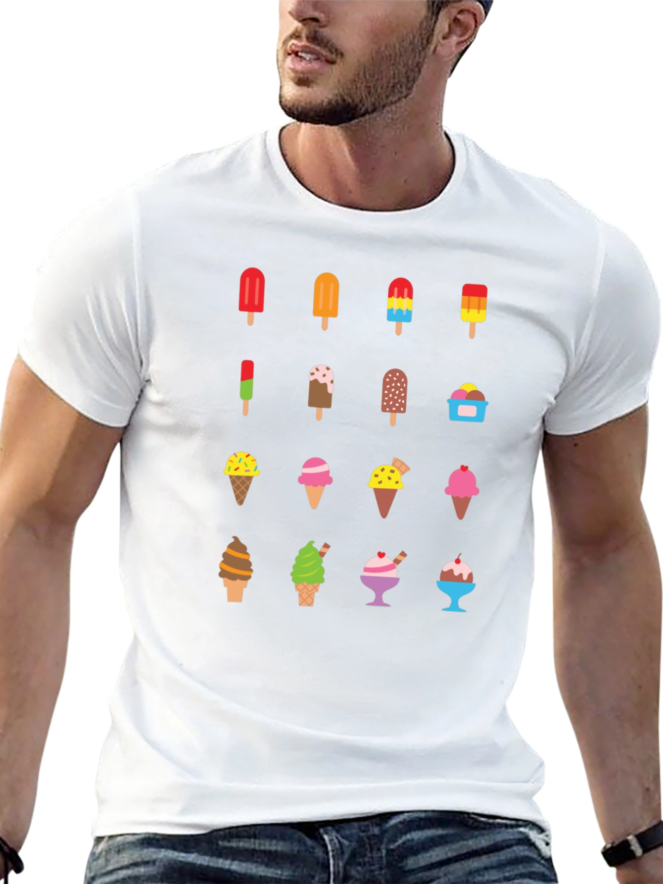 Ice Cream Graphic Print Black T-Shirt