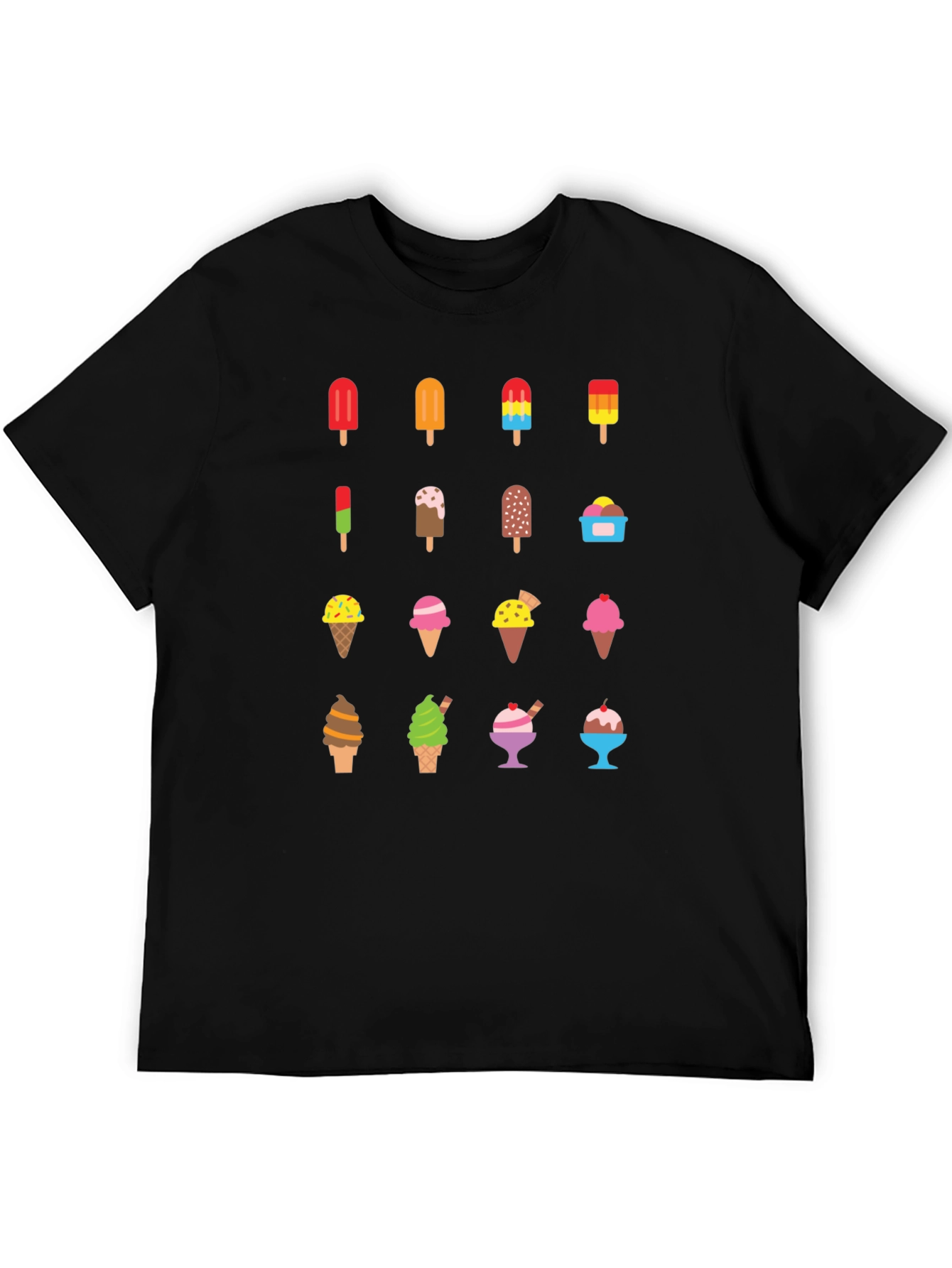 Ice Cream Graphic Print Black T-Shirt