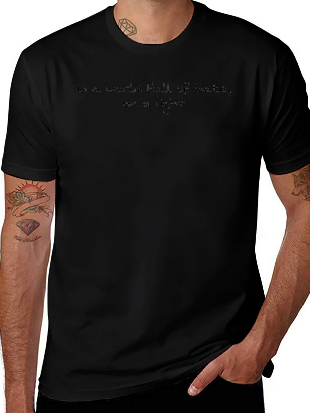 Be A Light Graphic Tee - Inspirational Black T-Shirt