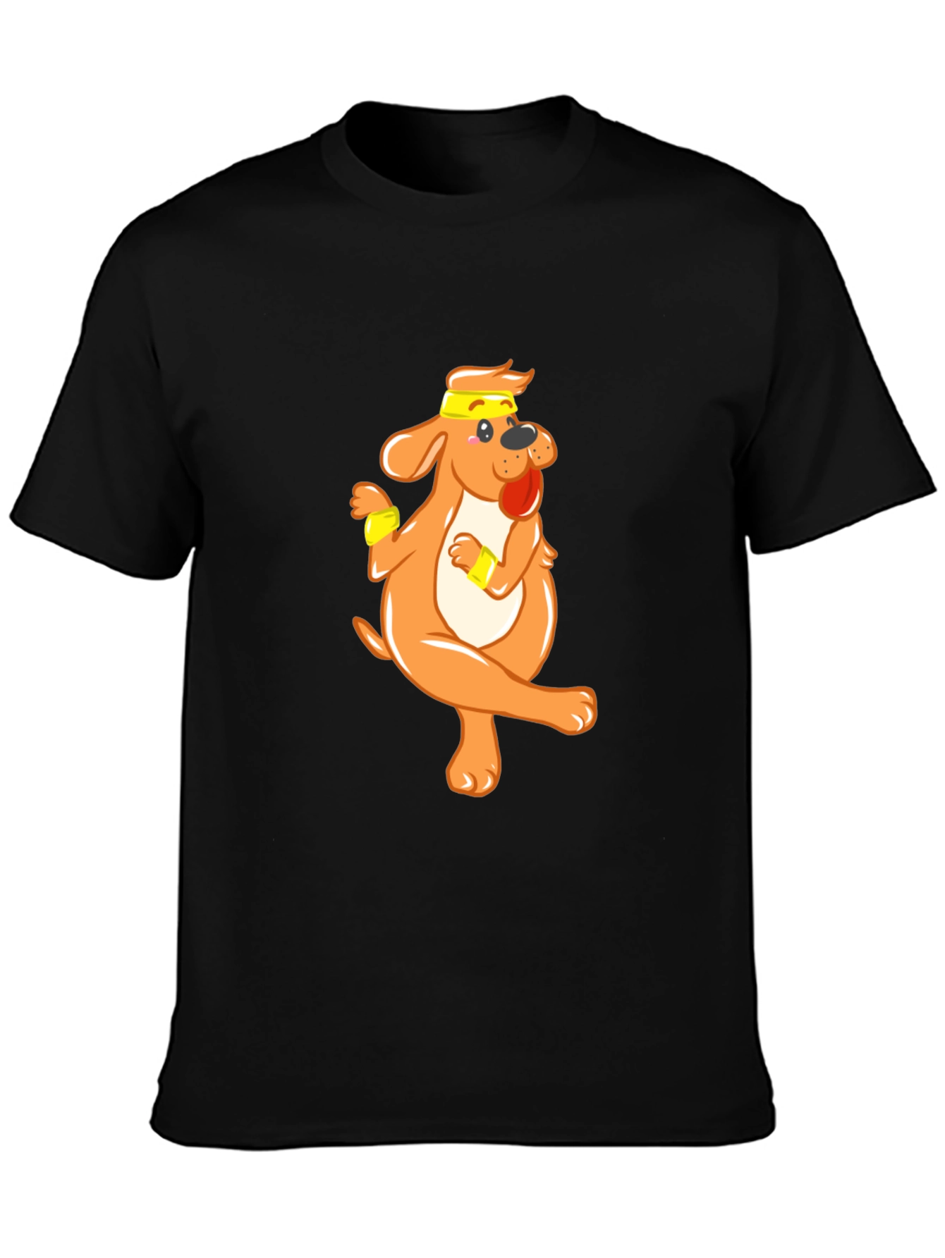 Funny Dog Cartoon Black T-Shirt