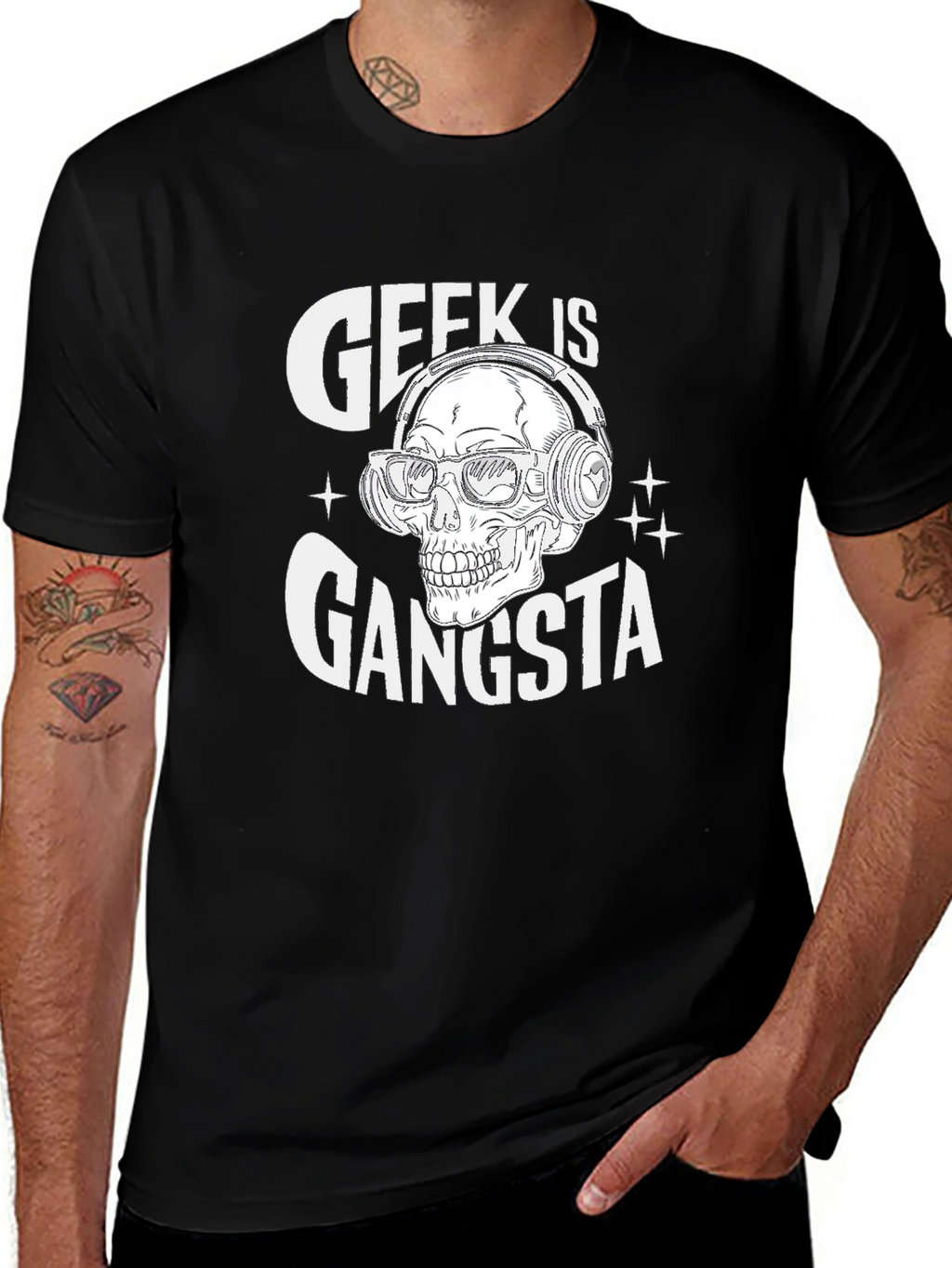 Geek is Gangsta Skull Graphic T-Shirt