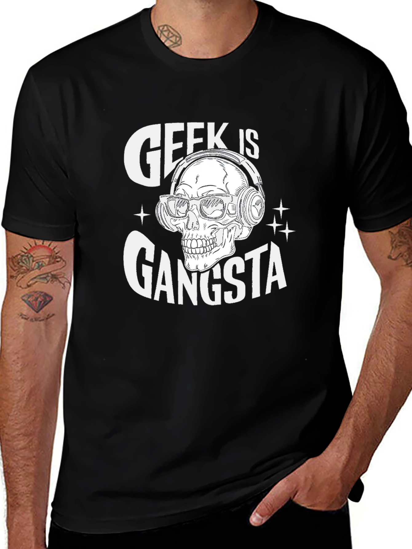 Geek is Gangsta Skull Graphic T-Shirt