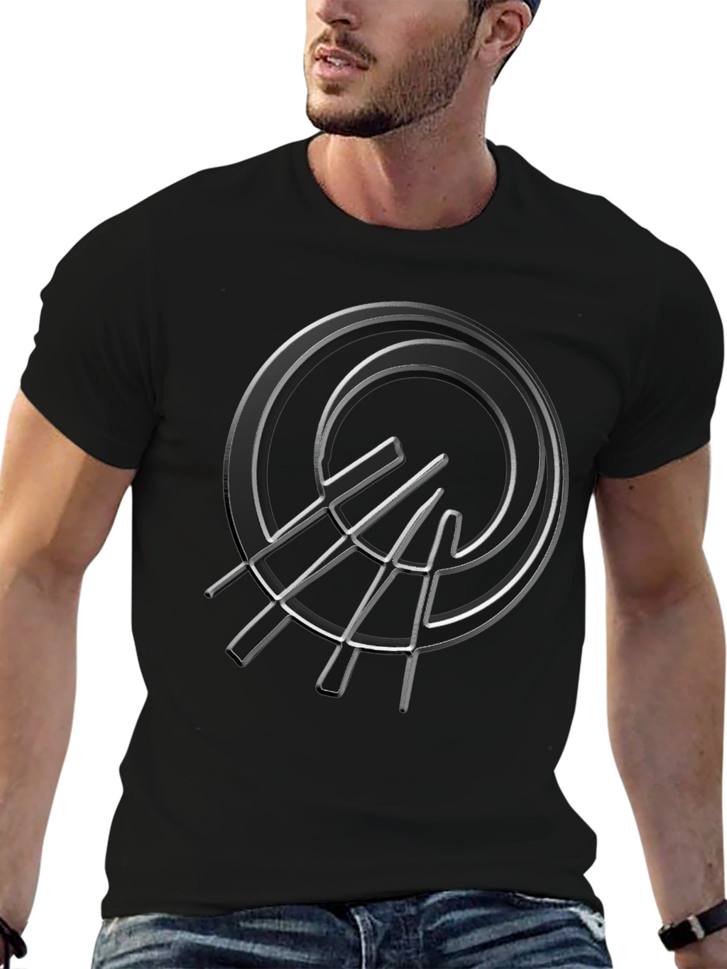 Abstract Circle Graphic Black T-Shirt