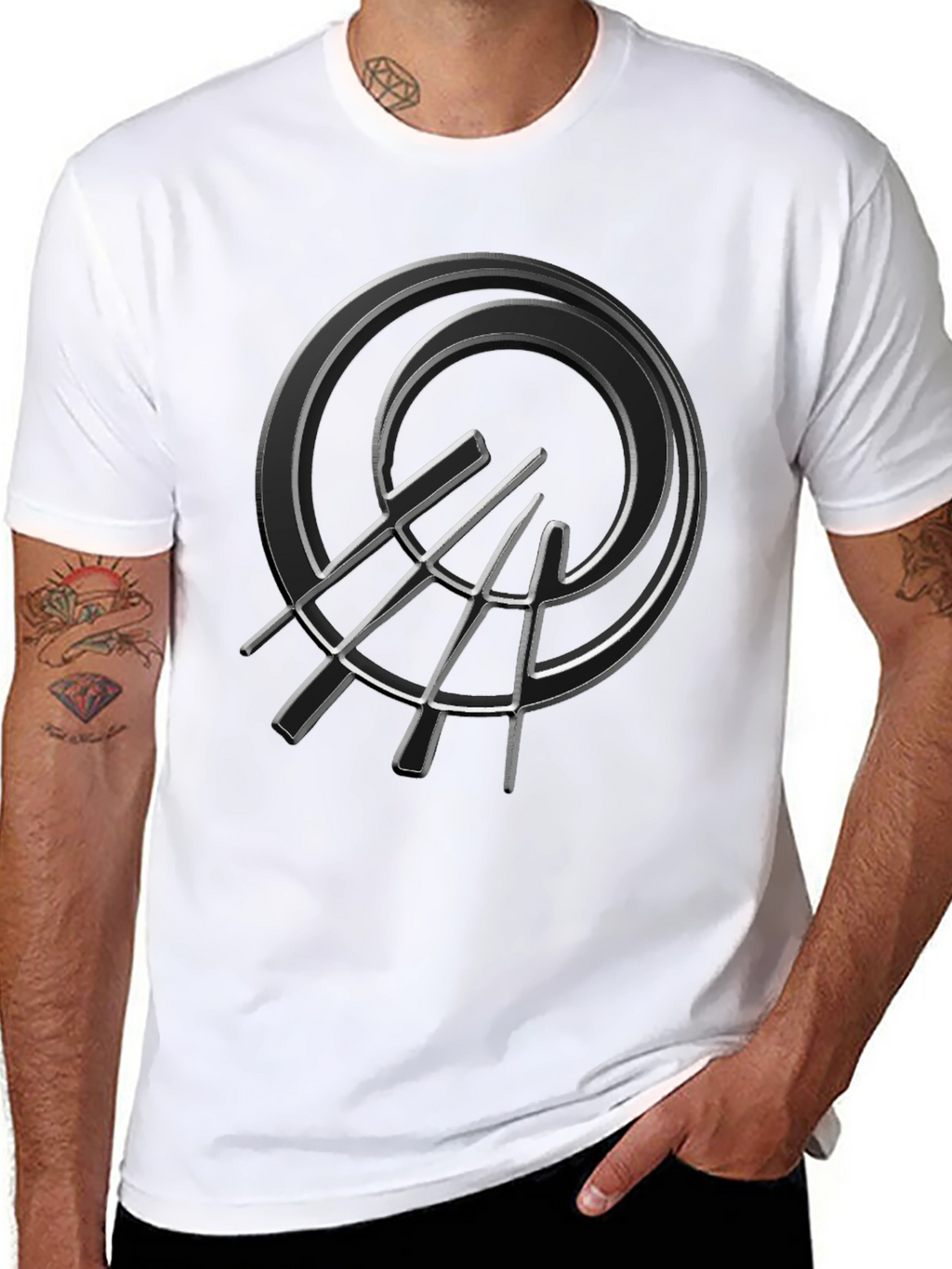 Abstract Circle Graphic Black T-Shirt