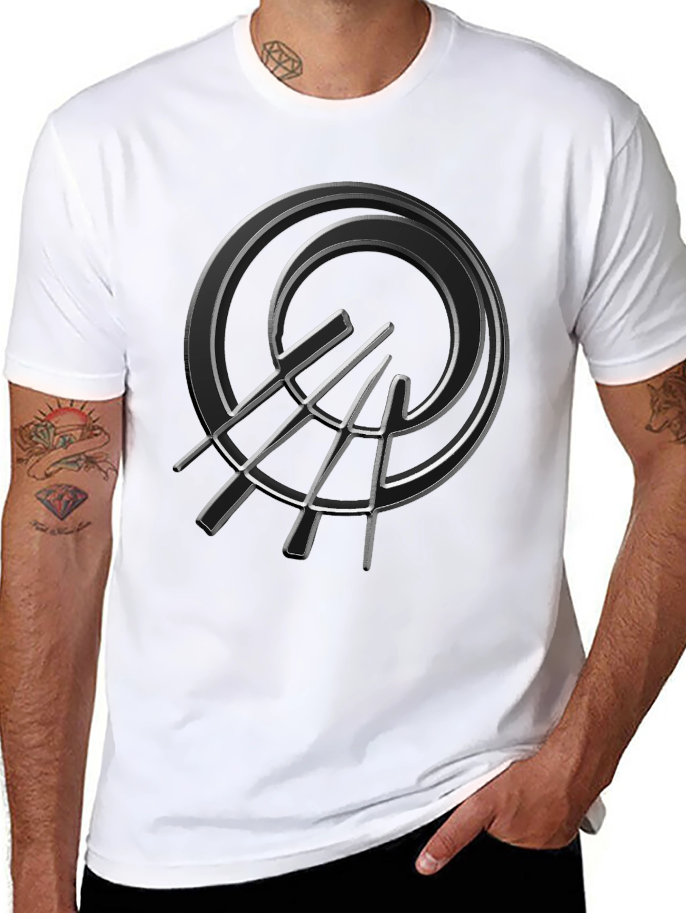 Abstract Circle Graphic Black T-Shirt