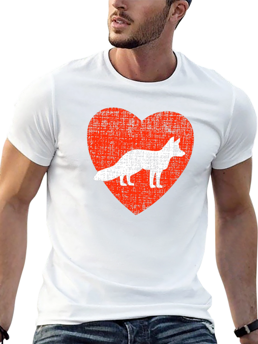 Fox Love Heart Graphic Tee - Mens Black T-Shirt