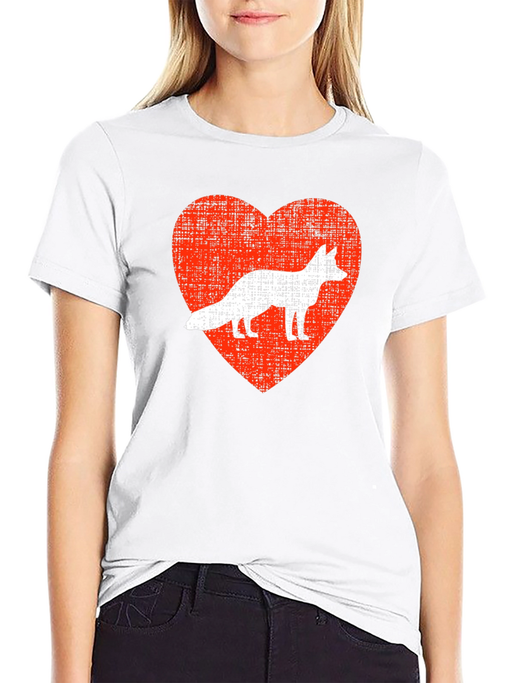 Fox Love Heart Graphic Tee - Mens Black T-Shirt