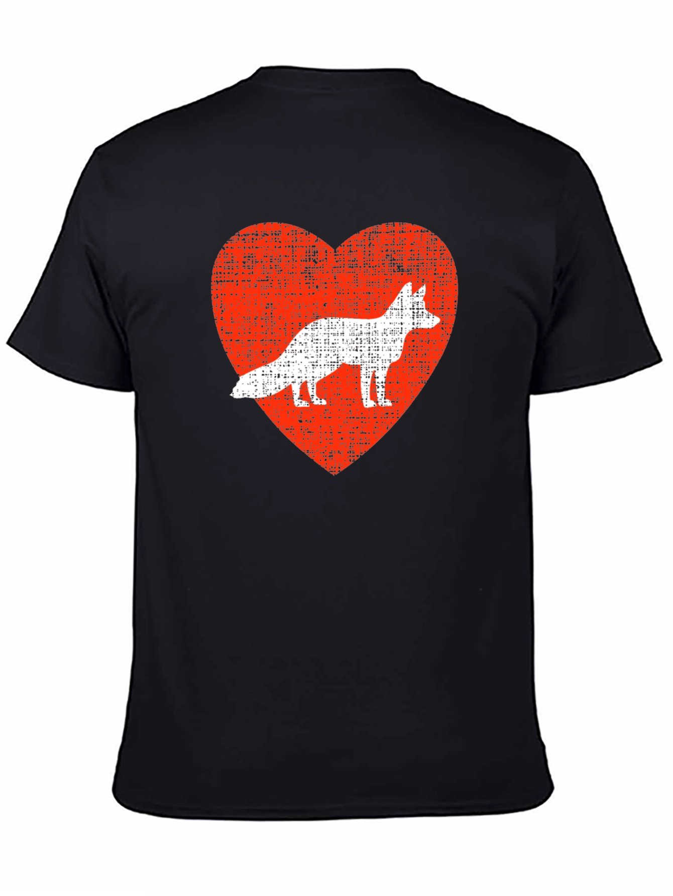 Fox Love Heart Graphic Tee - Mens Black T-Shirt