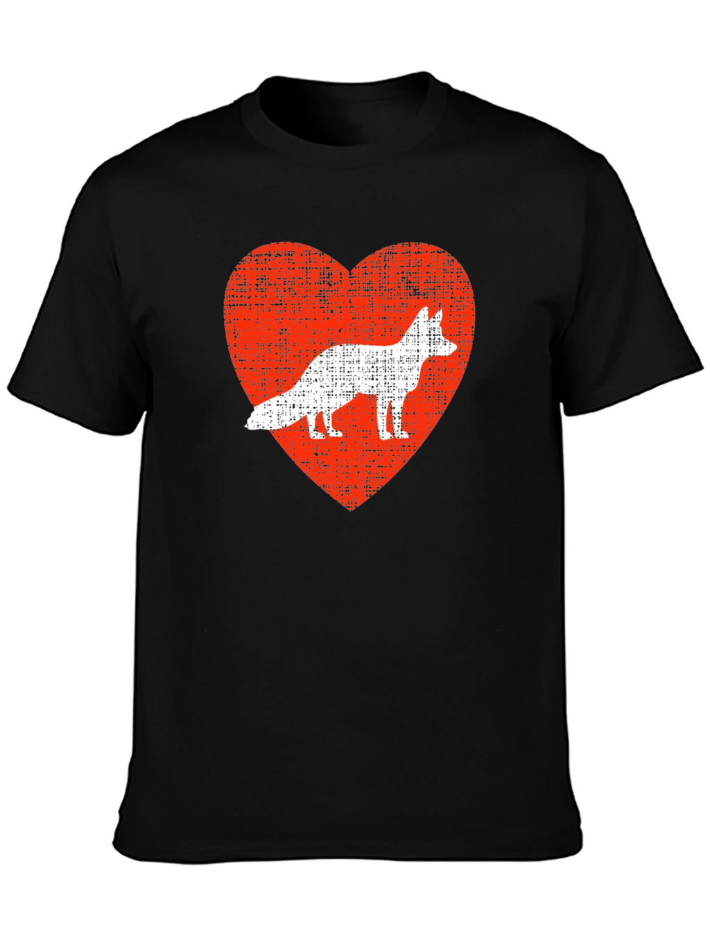 Fox Love Heart Graphic Tee - Mens Black T-Shirt