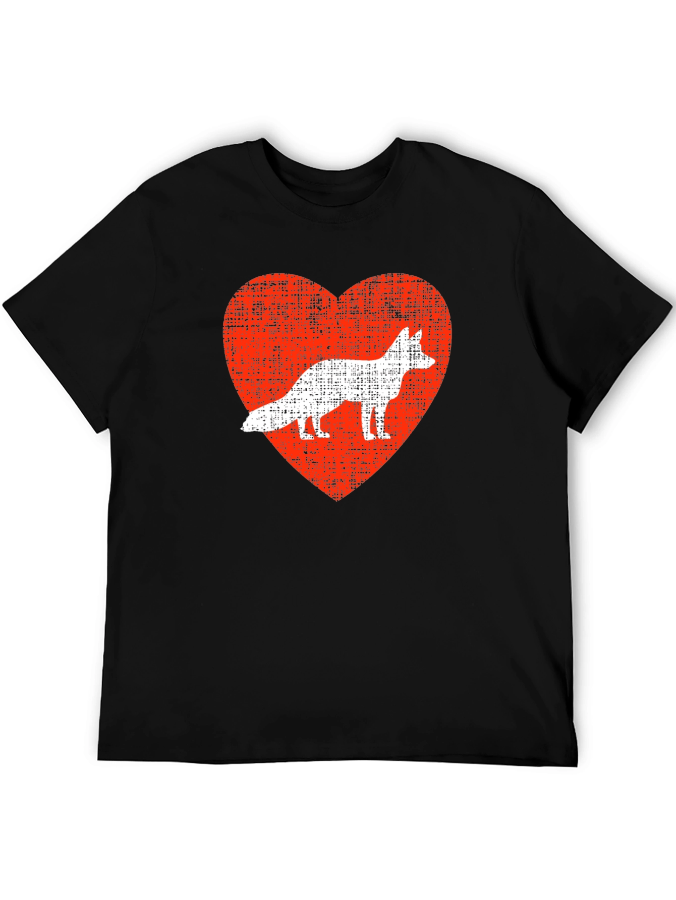 Fox Love Heart Graphic Tee - Mens Black T-Shirt