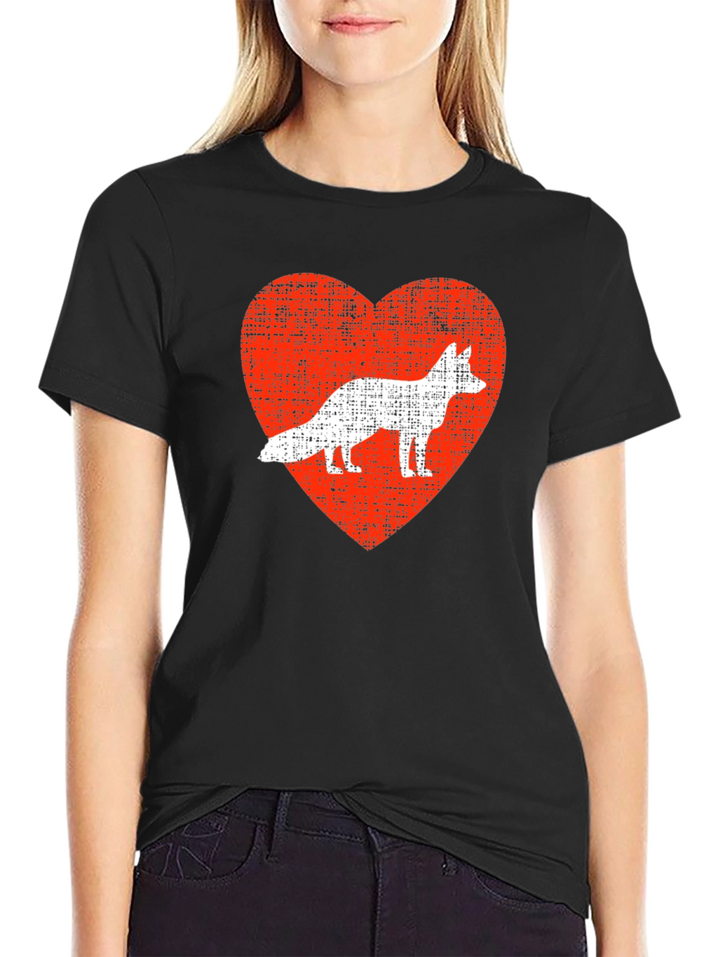 Fox Love Heart Graphic Tee - Mens Black T-Shirt