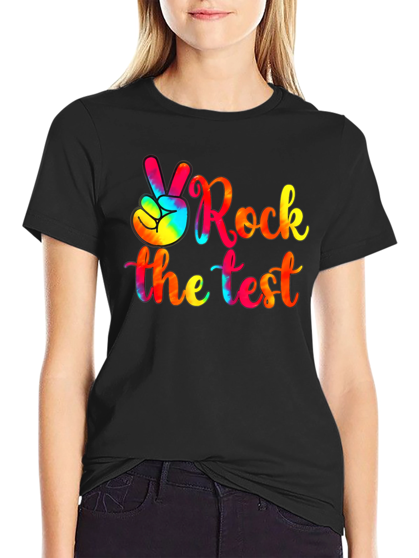 Rock the Test T-Shirt - Tie Dye Peace Sign
