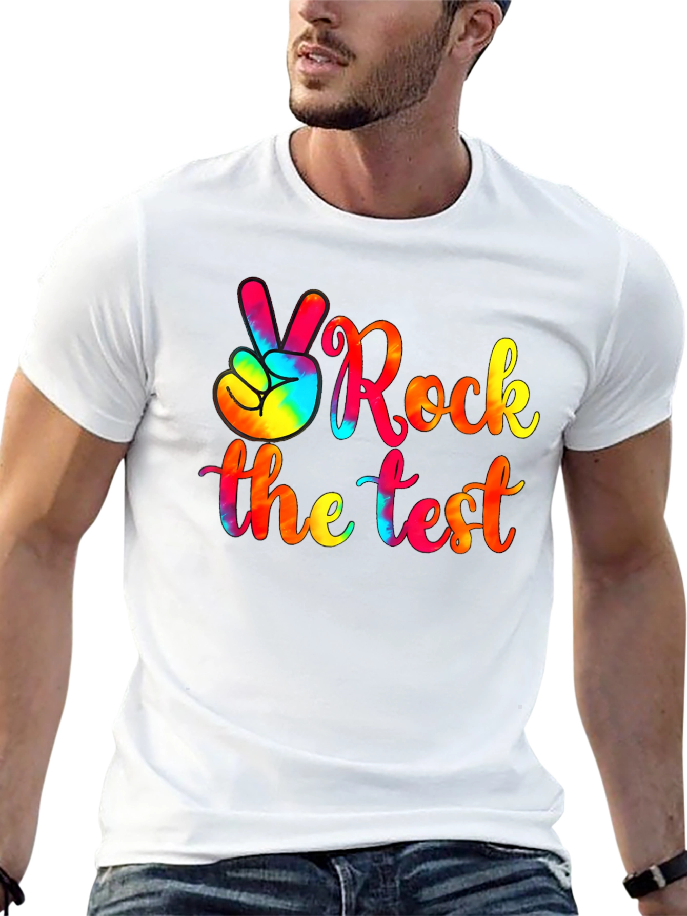 Rock the Test T-Shirt - Tie Dye Peace Sign