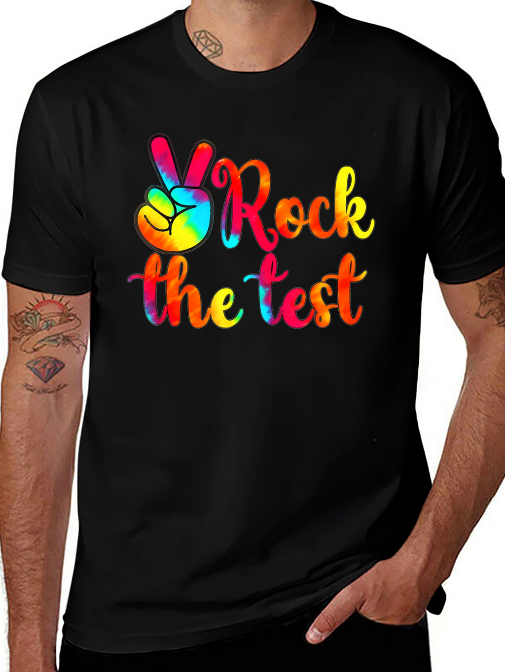 Rock the Test T-Shirt - Tie Dye Peace Sign