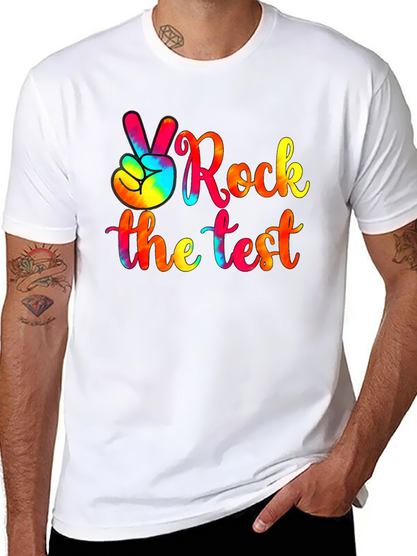 Rock the Test T-Shirt - Tie Dye Peace Sign