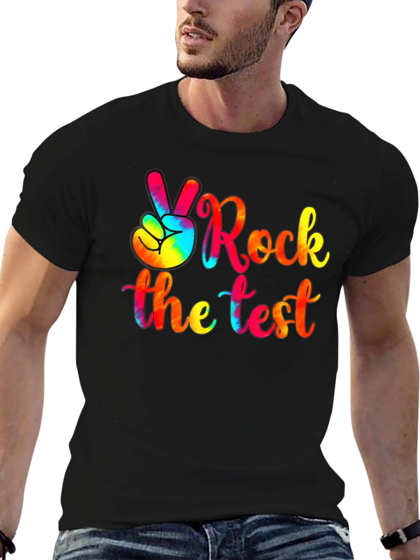 Rock the Test T-Shirt - Tie Dye Peace Sign