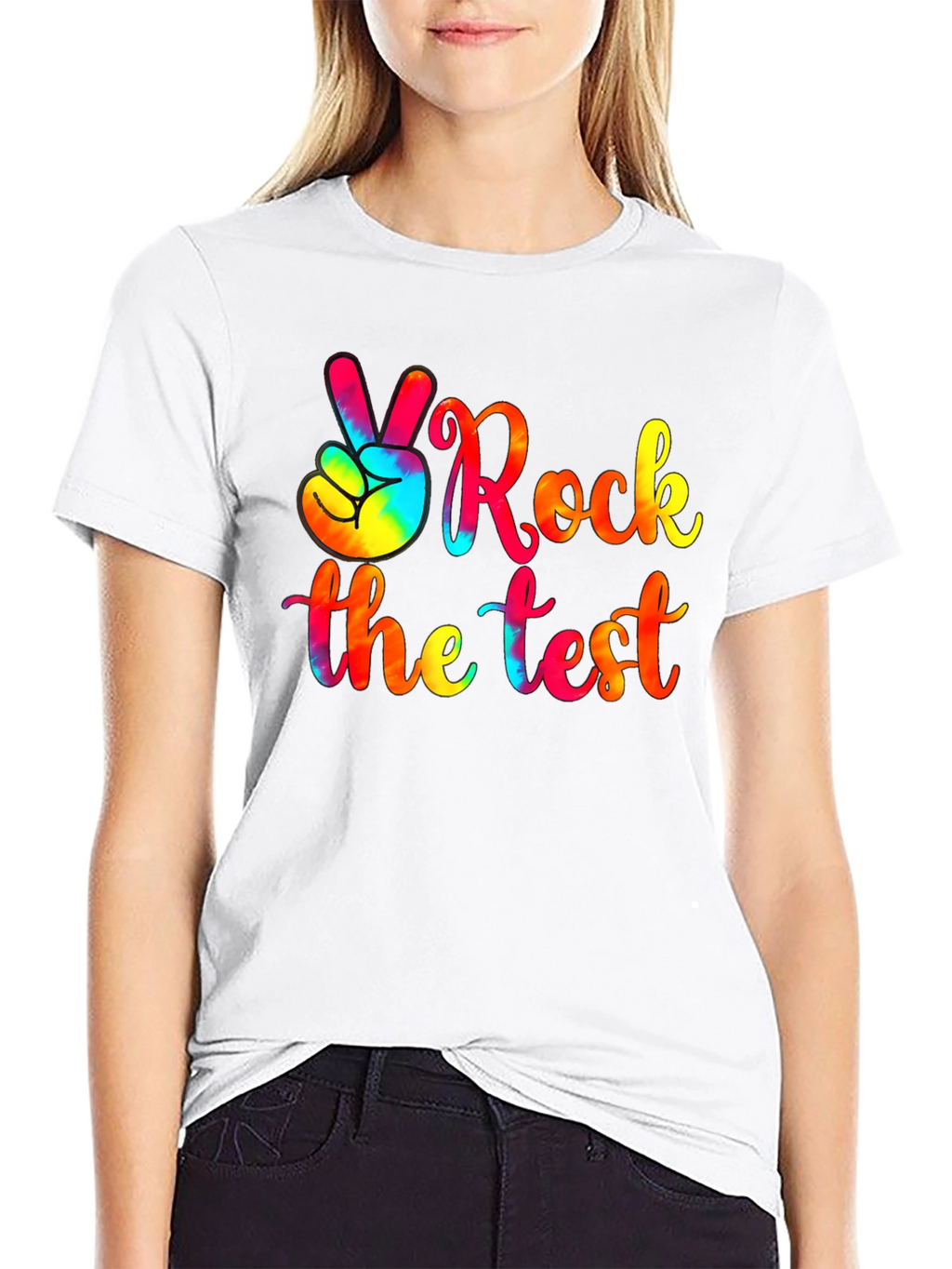 Rock the Test T-Shirt - Tie Dye Peace Sign