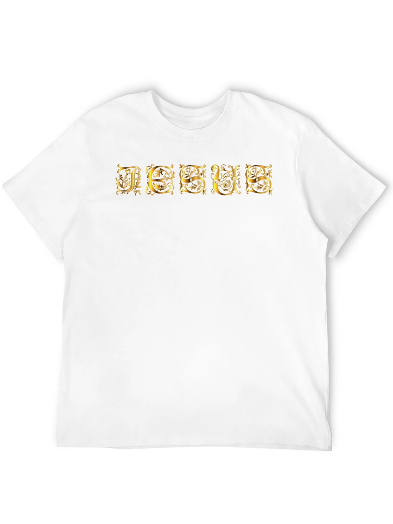 Jesus Ornate Gold Lettering Black T-Shirt