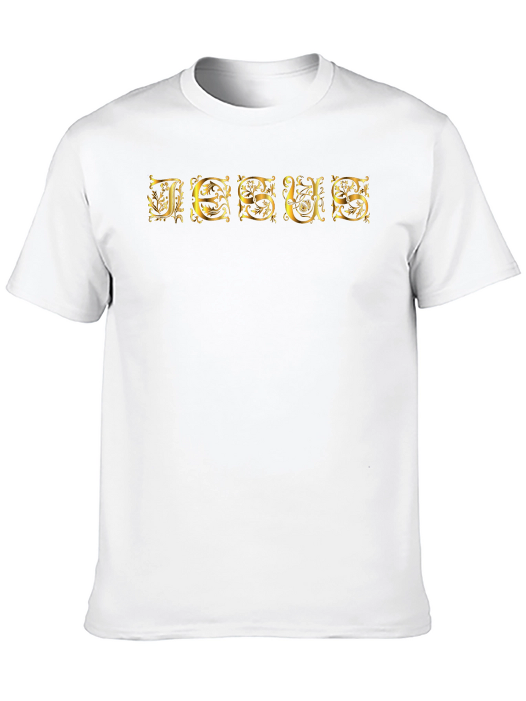Jesus Ornate Gold Lettering Black T-Shirt
