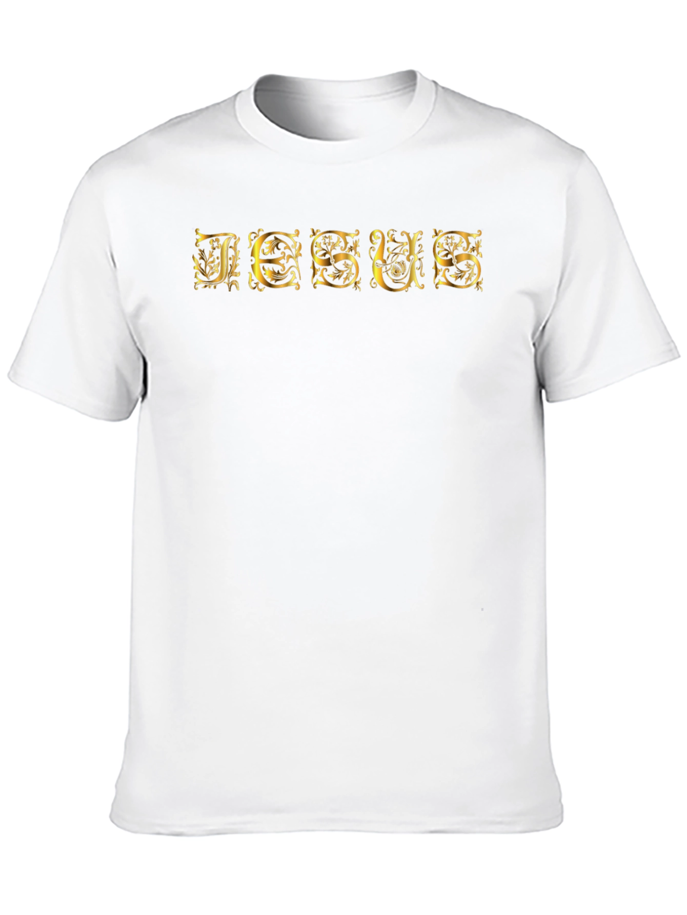 Jesus Ornate Gold Lettering Black T-Shirt