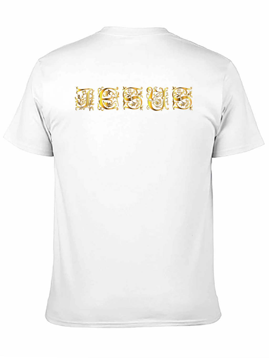 Jesus Ornate Gold Lettering Black T-Shirt