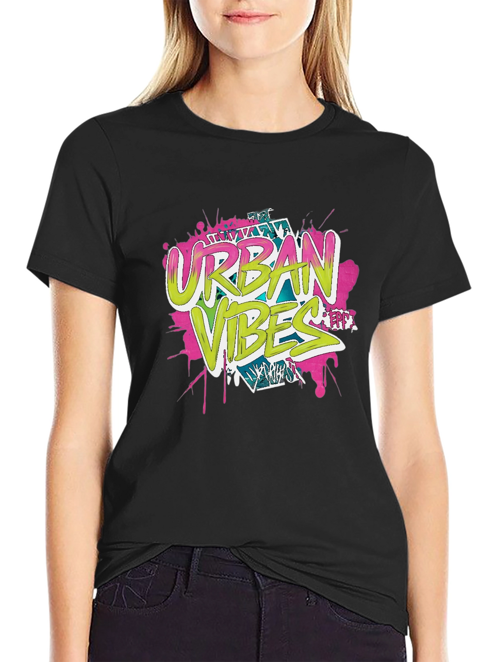 Urban Vibes Graphic Print Black T-Shirt