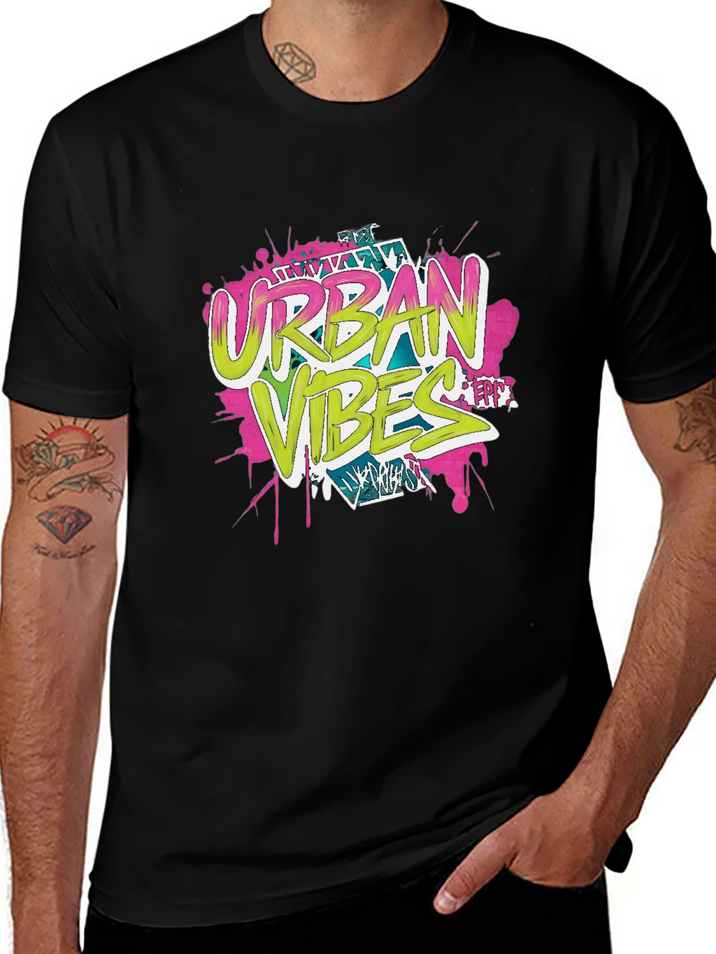 Urban Vibes Graphic Print Black T-Shirt