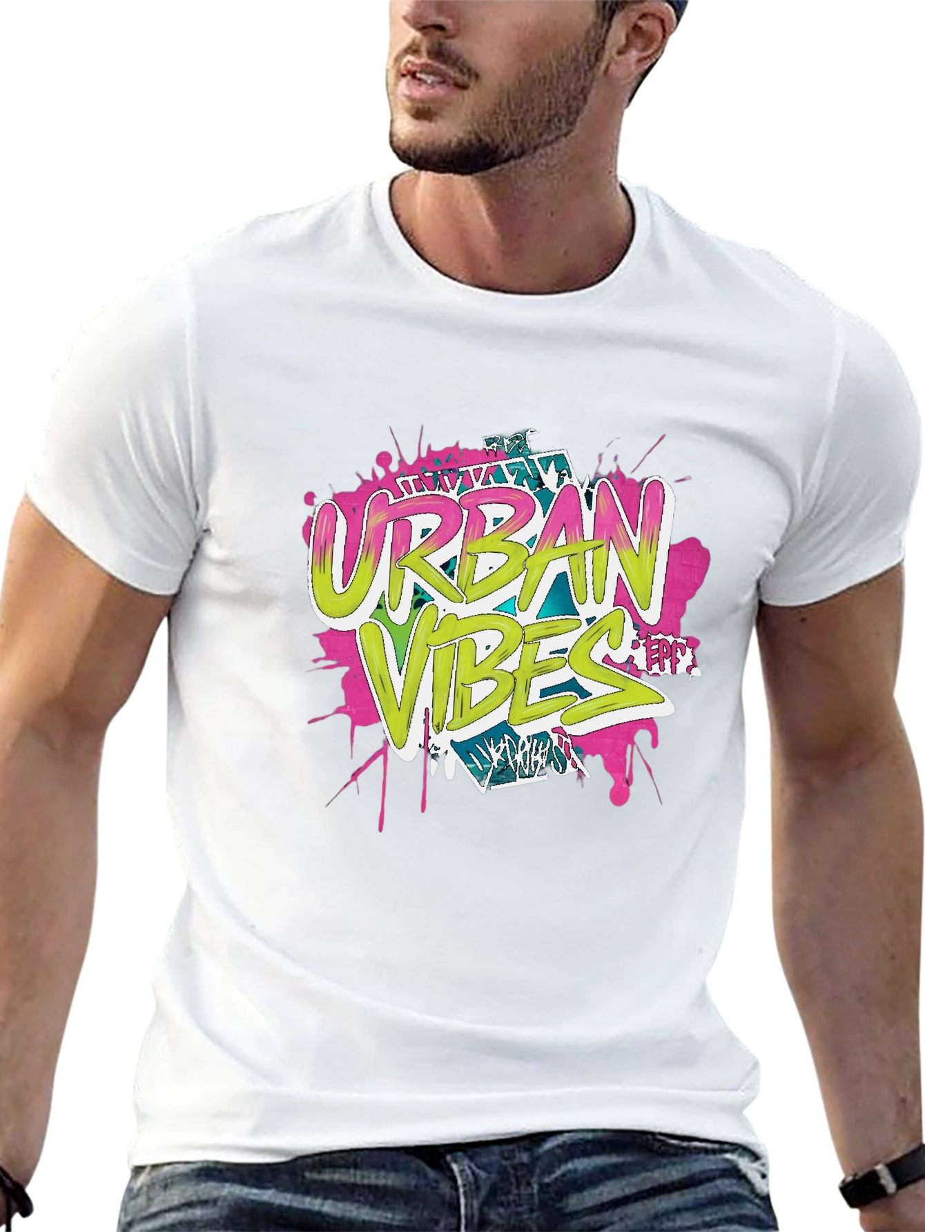Urban Vibes Graphic Print Black T-Shirt