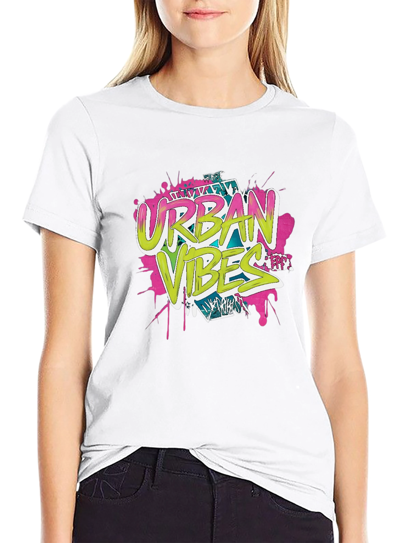 Urban Vibes Graphic Print Black T-Shirt