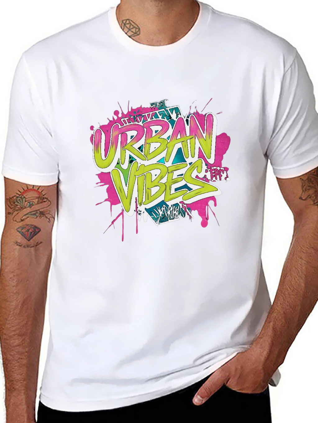 Urban Vibes Graphic Print Black T-Shirt