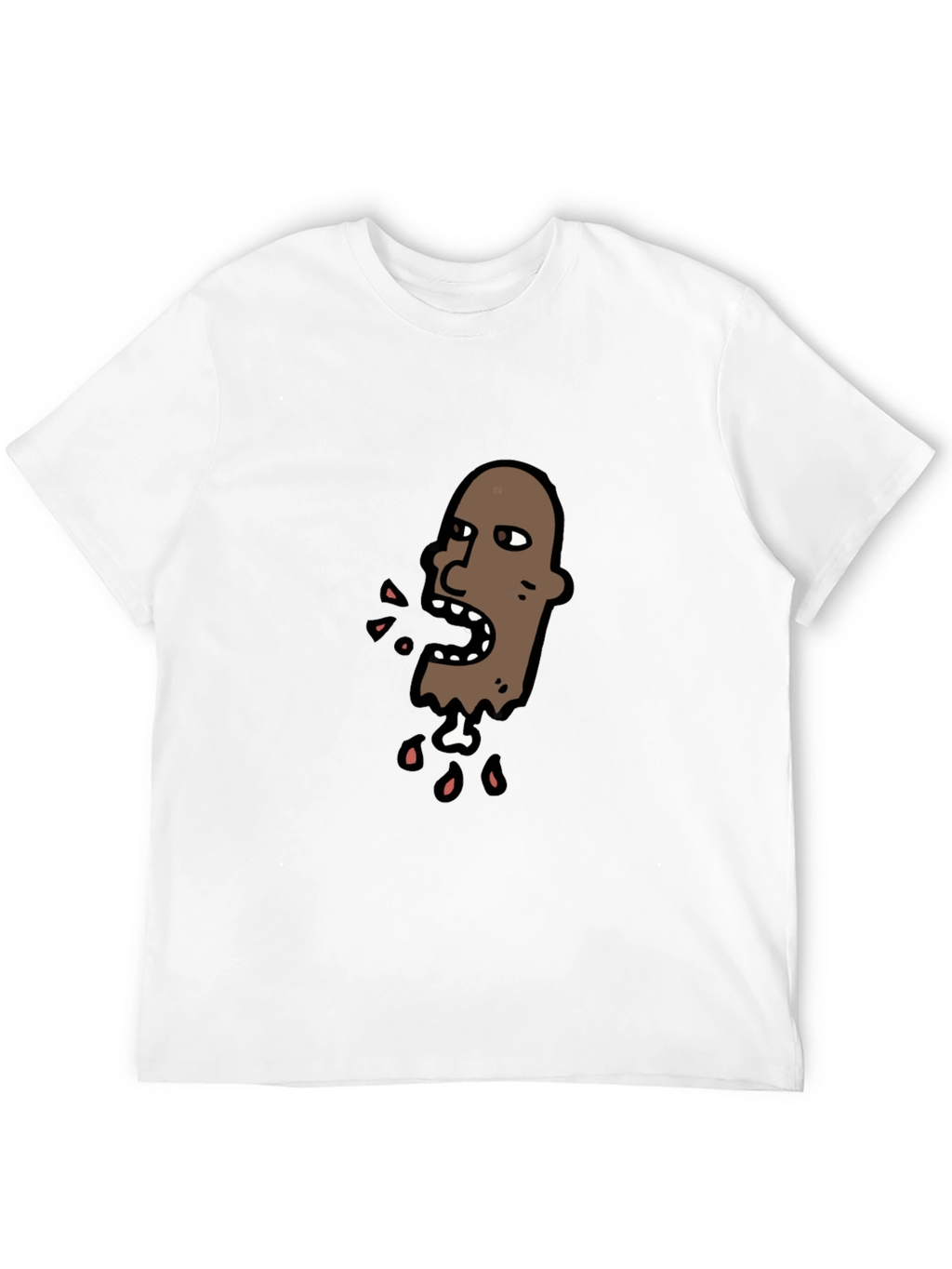 Cartoon Head Graphic Tee - Black Cotton T-Shirt