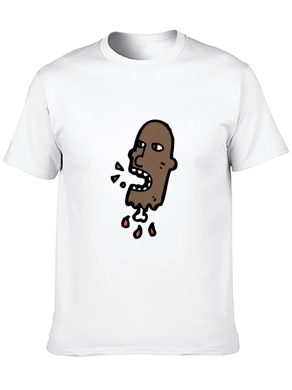 Cartoon Head Graphic Tee - Black Cotton T-Shirt
