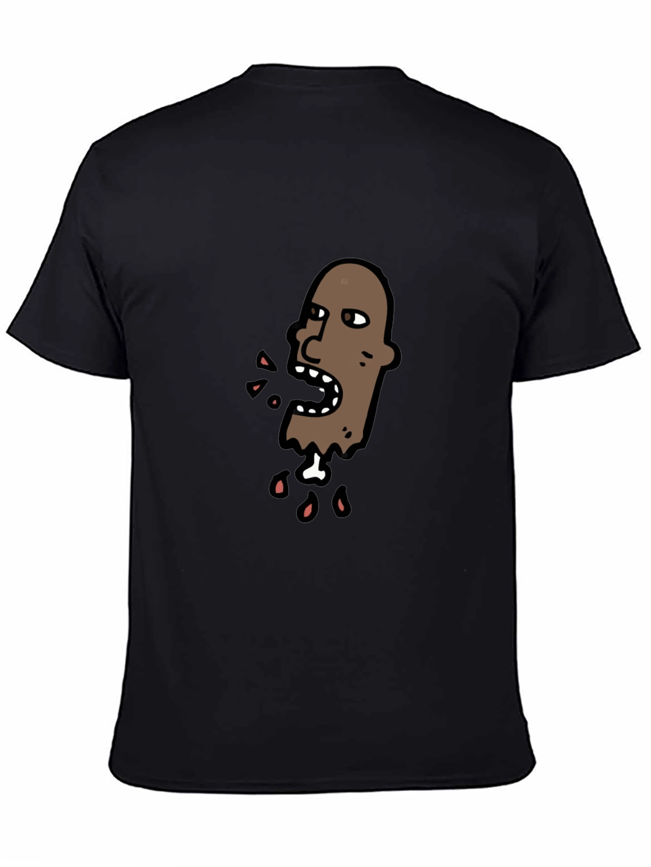 Cartoon Head Graphic Tee - Black Cotton T-Shirt