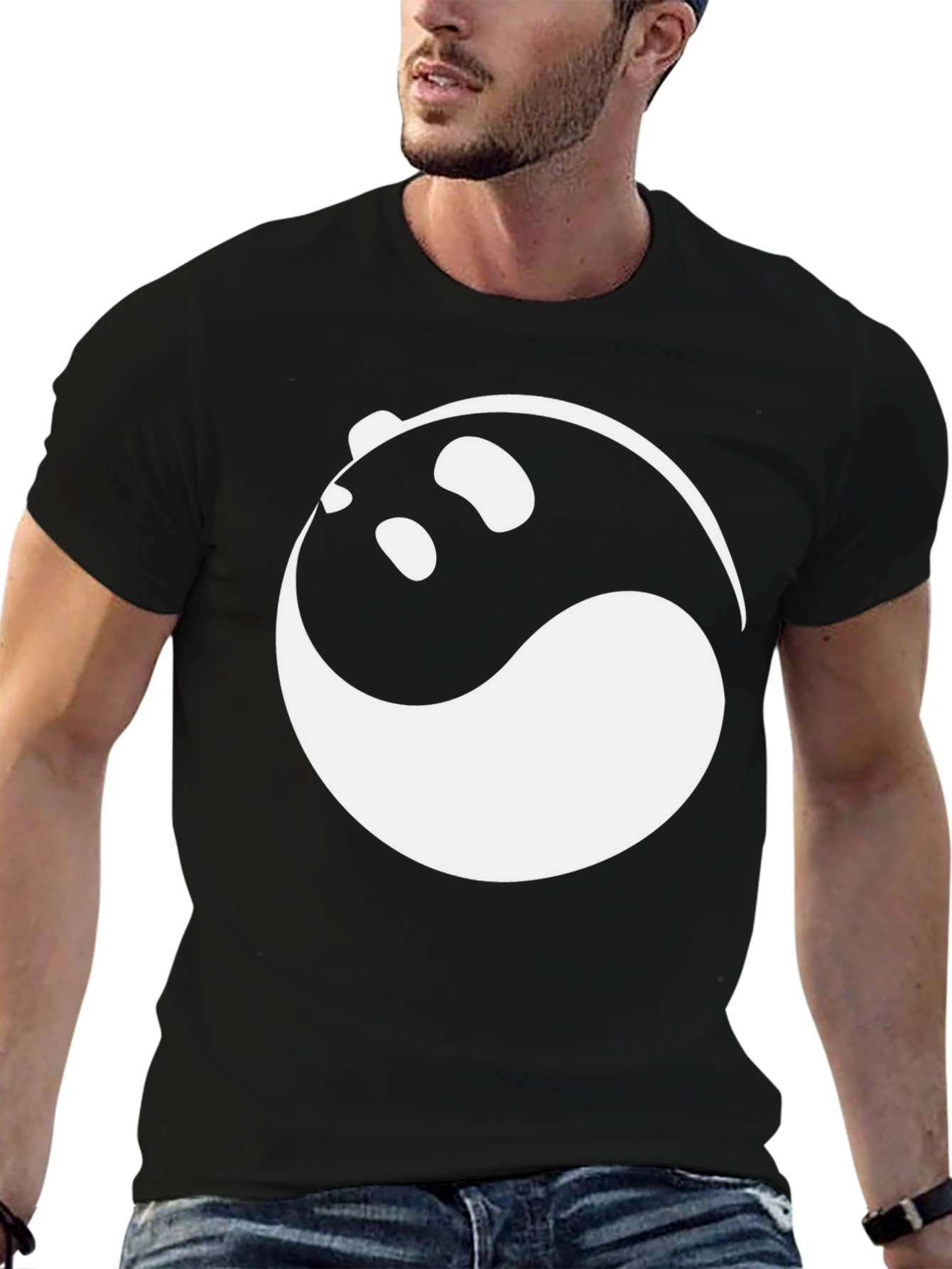 Yin and Yang Panda Graphic Tee - Black