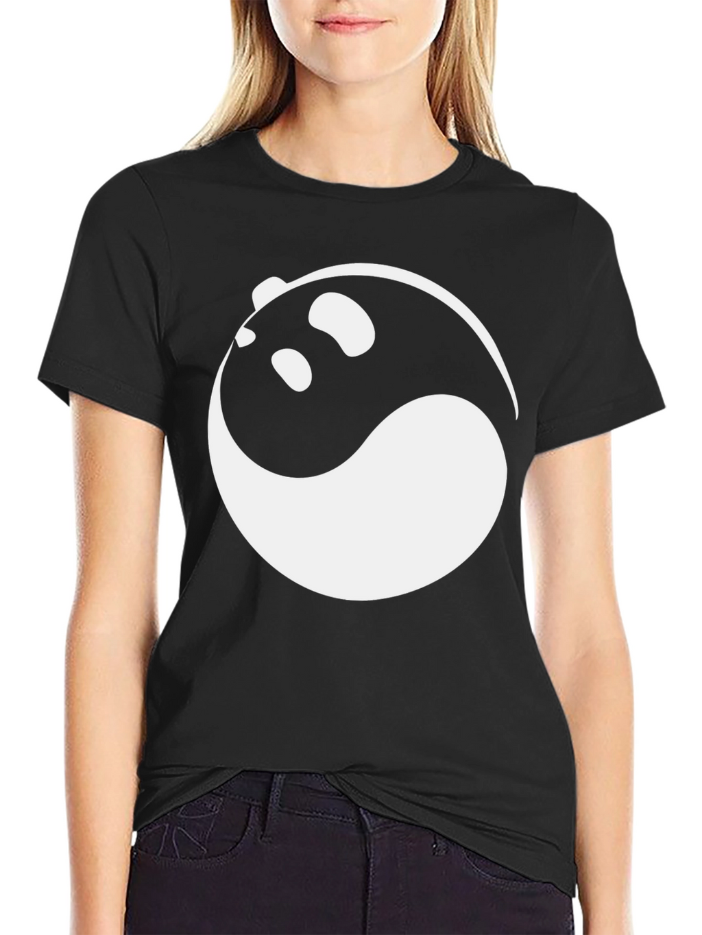 Yin and Yang Panda Graphic Tee - Black