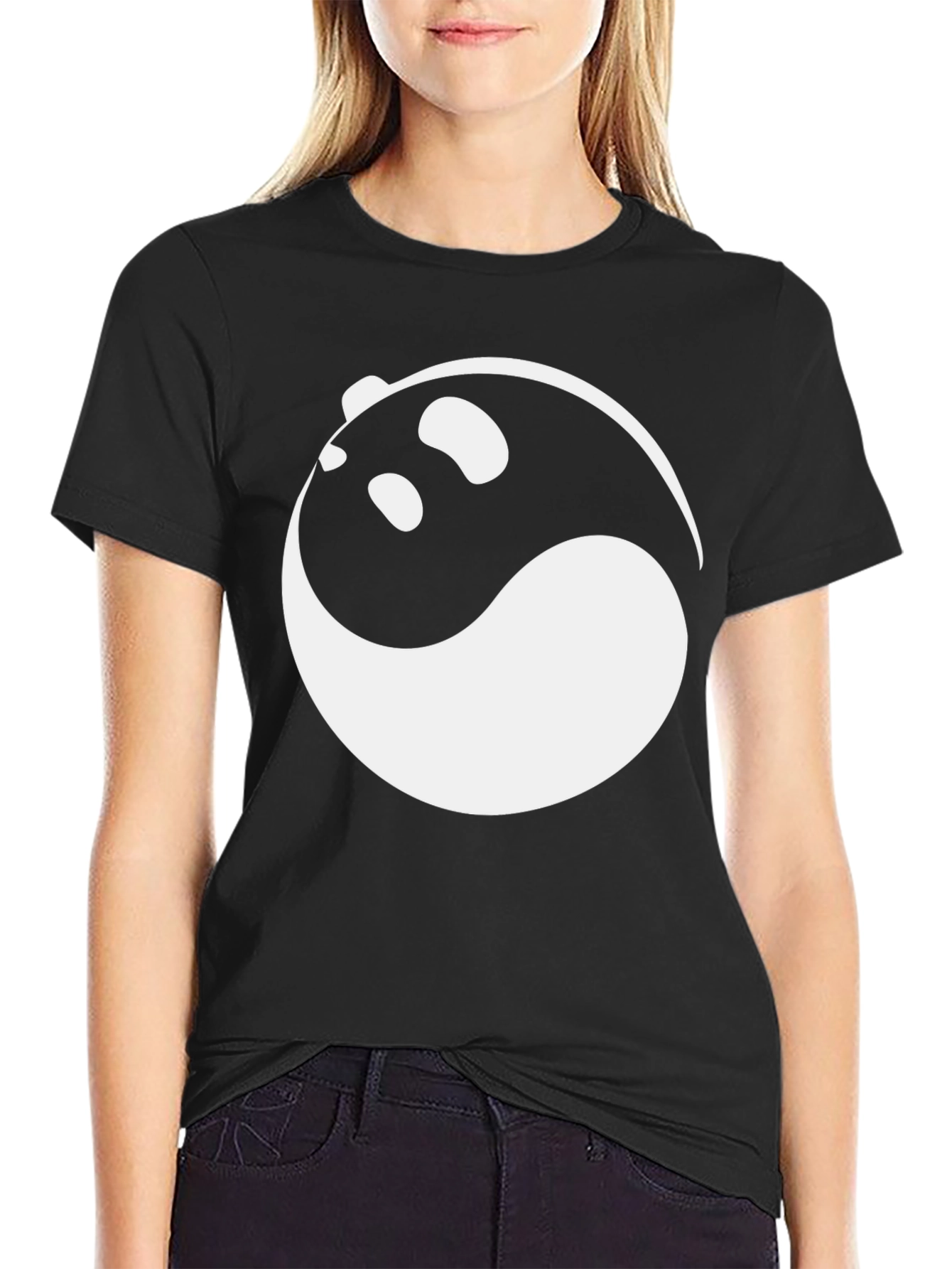 Yin and Yang Panda Graphic Tee - Black