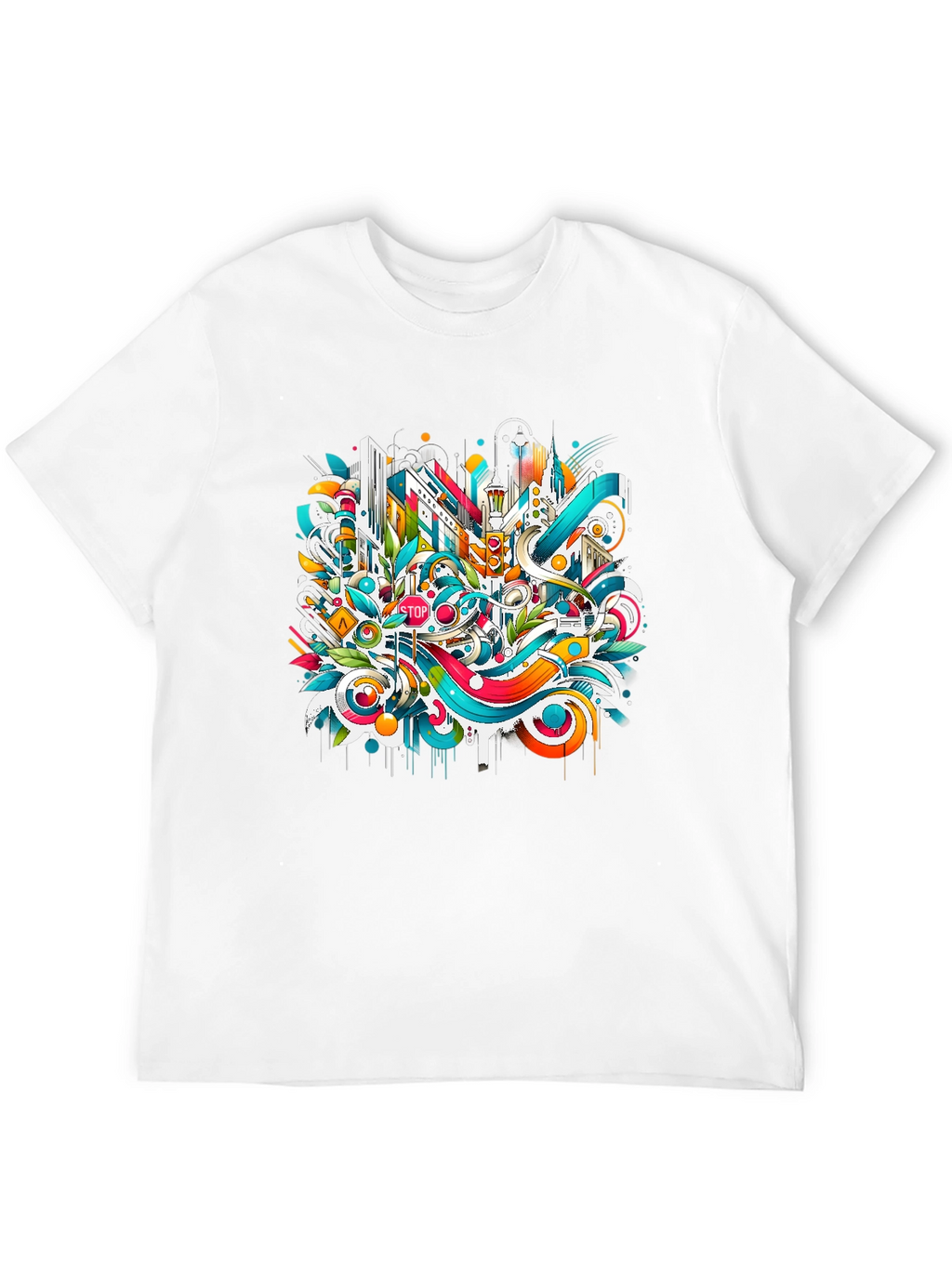 Abstract Cityscape Graphic T-Shirt - Urban Style