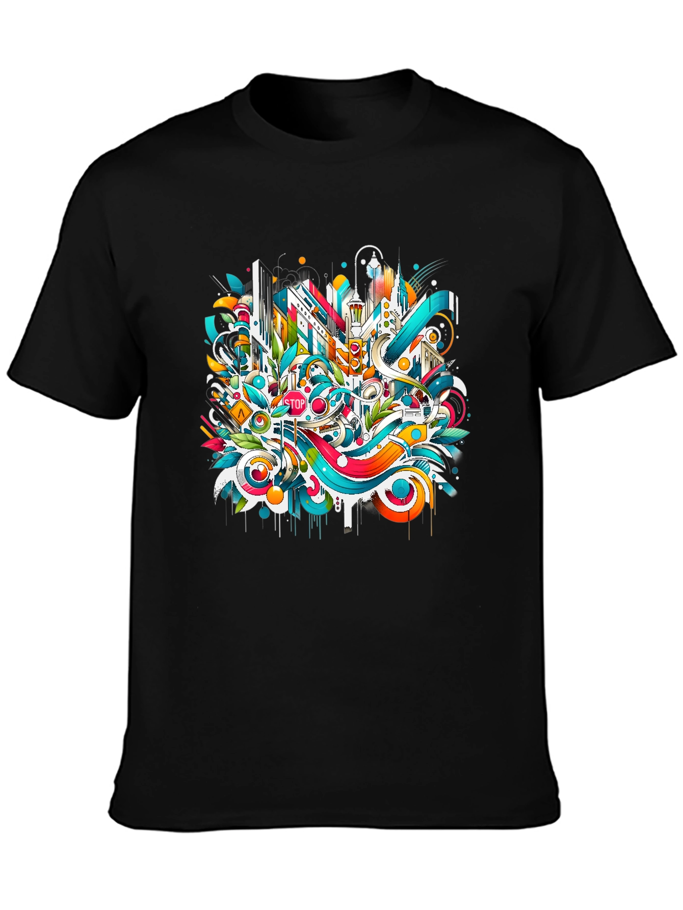Abstract Cityscape Graphic T-Shirt - Urban Style