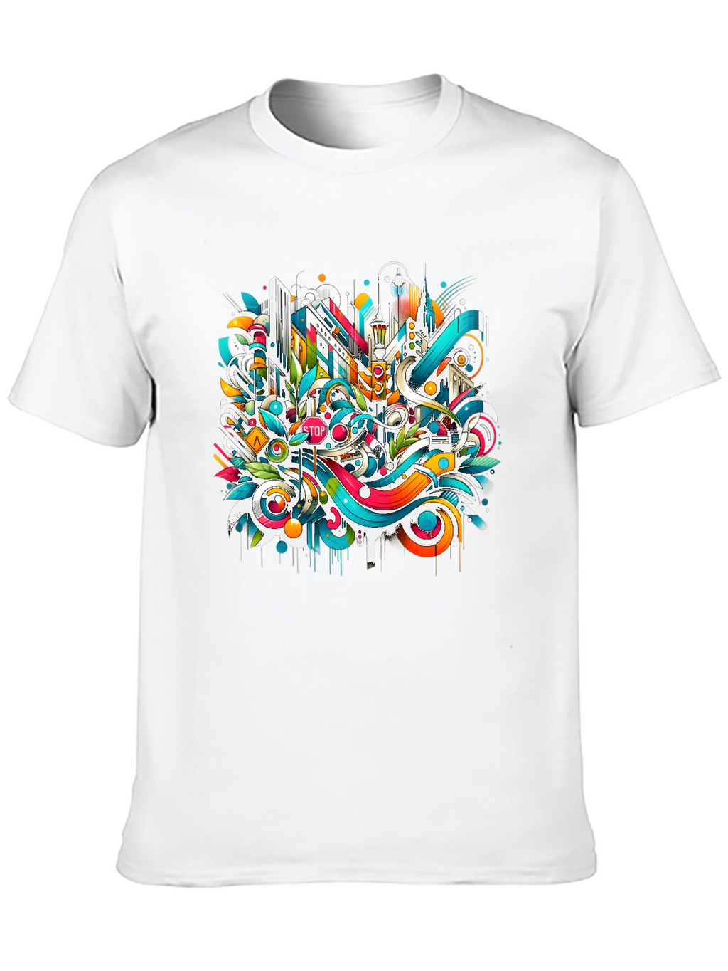 Abstract Cityscape Graphic T-Shirt - Urban Style