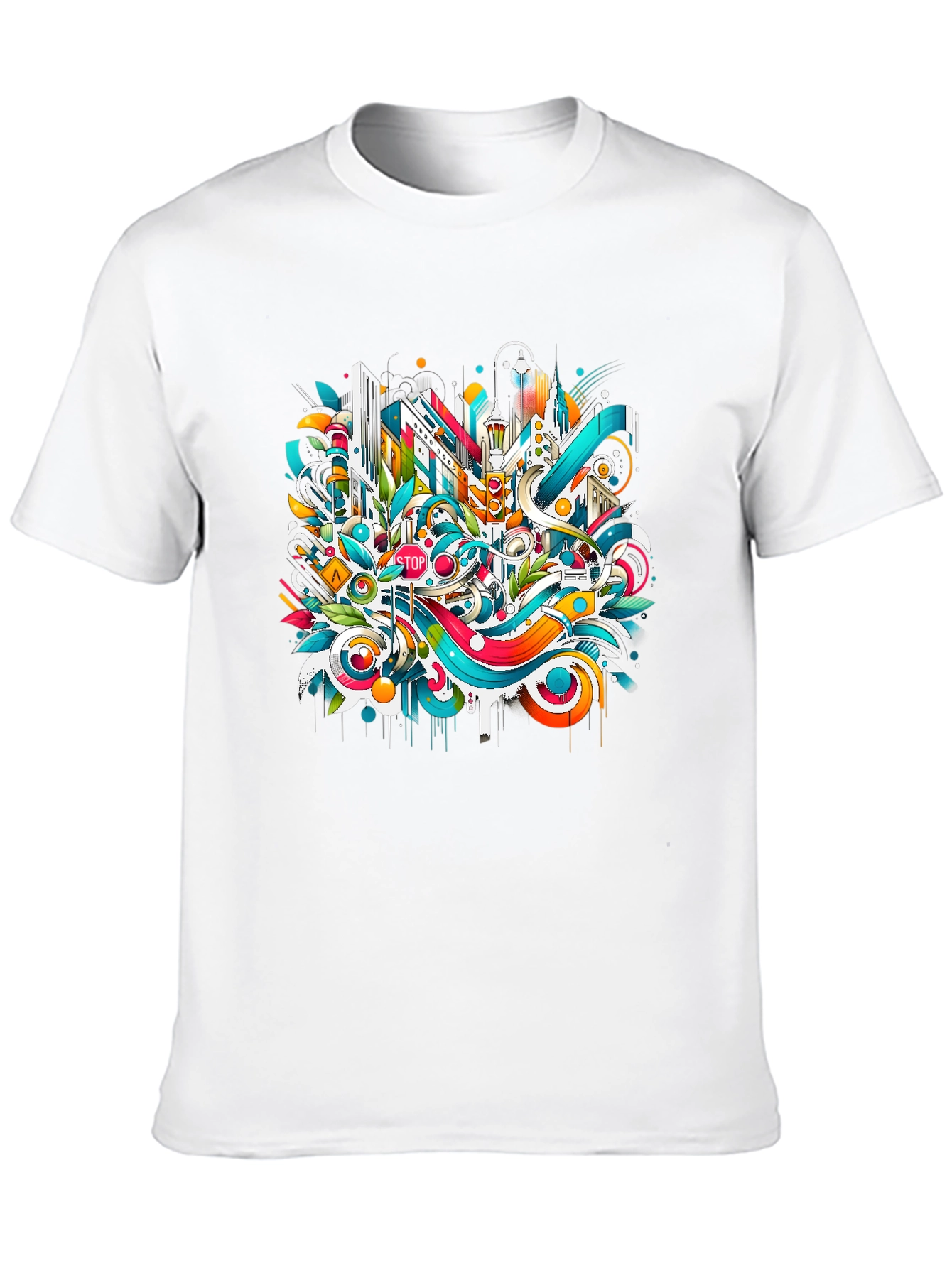 Abstract Cityscape Graphic T-Shirt - Urban Style