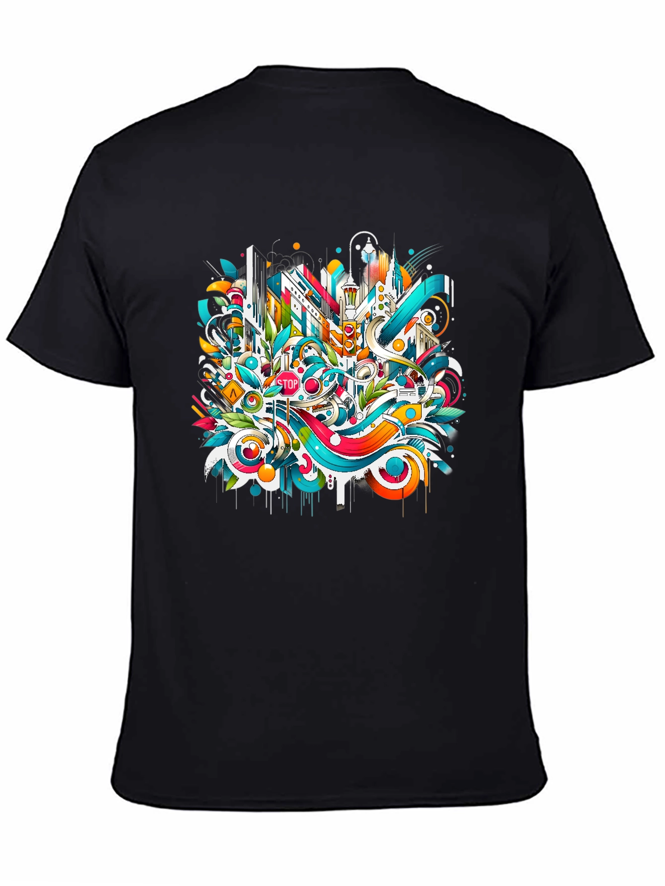 Abstract Cityscape Graphic T-Shirt - Urban Style