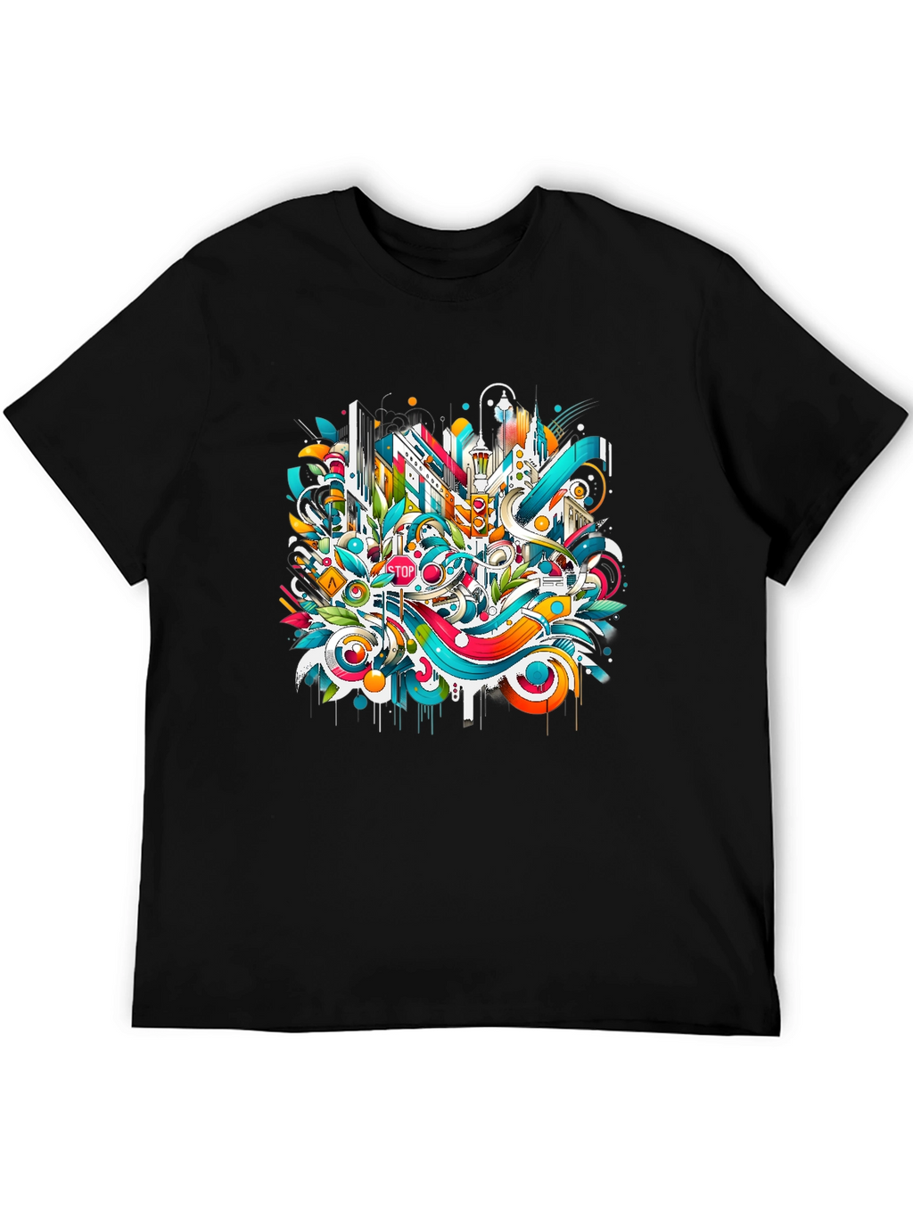 Abstract Cityscape Graphic T-Shirt - Urban Style