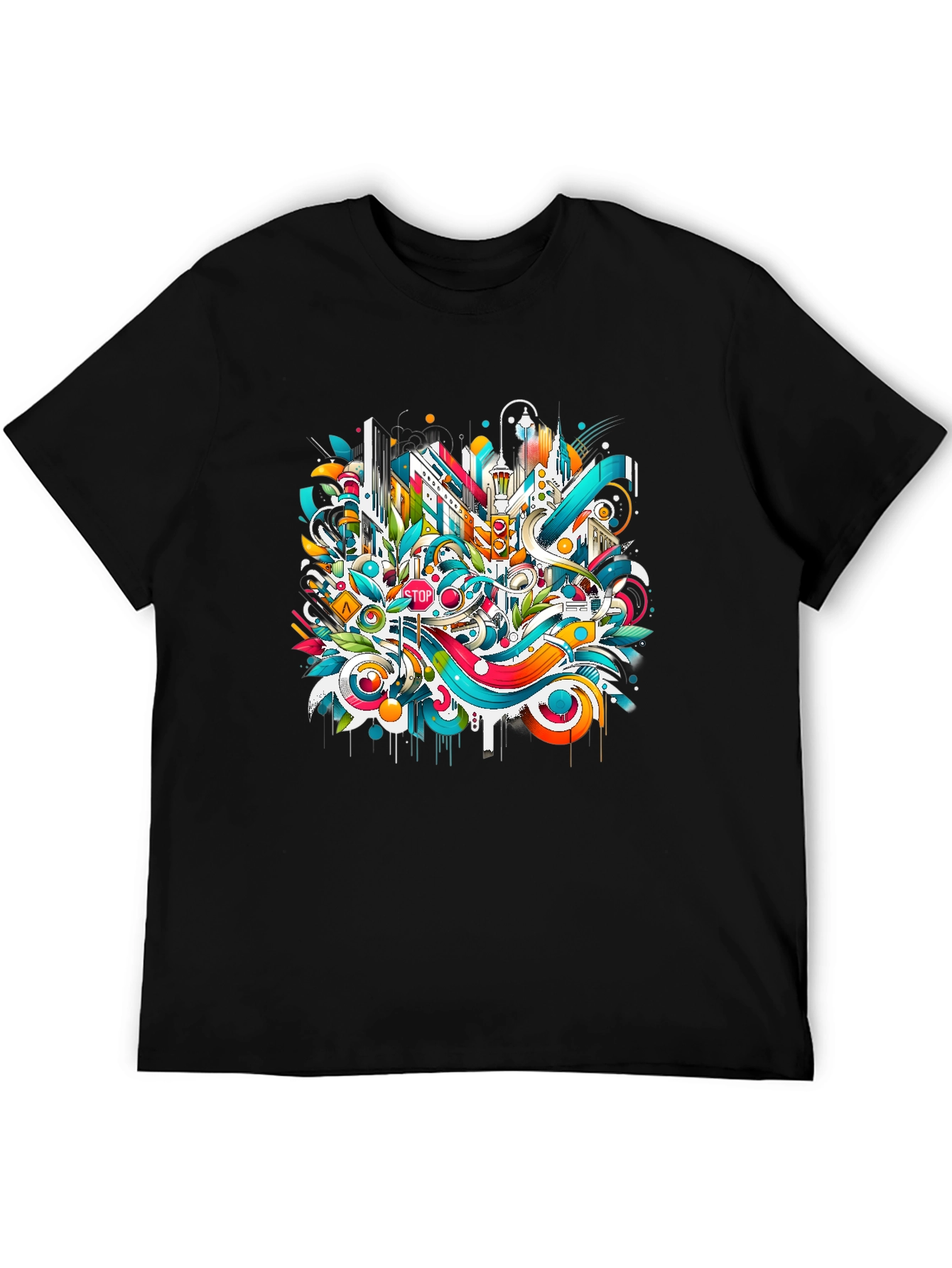 Abstract Cityscape Graphic T-Shirt - Urban Style