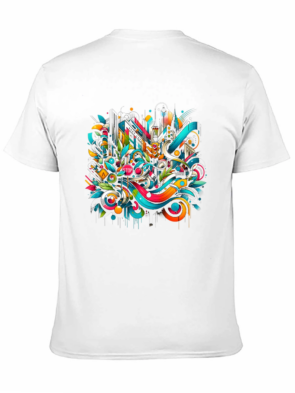 Abstract Cityscape Graphic T-Shirt - Urban Style