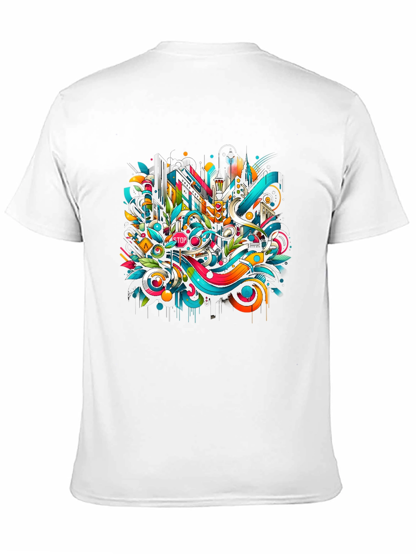 Abstract Cityscape Graphic T-Shirt - Urban Style