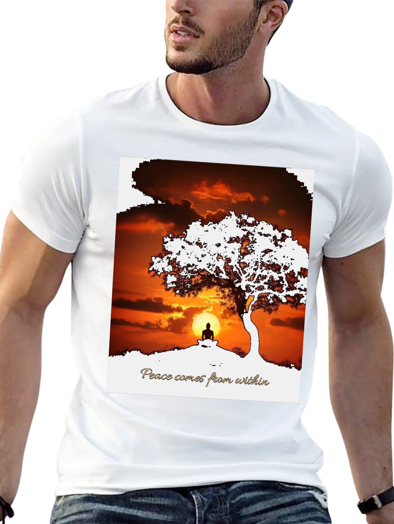 Peace Within T-Shirt - Sunset & Silhouette Design